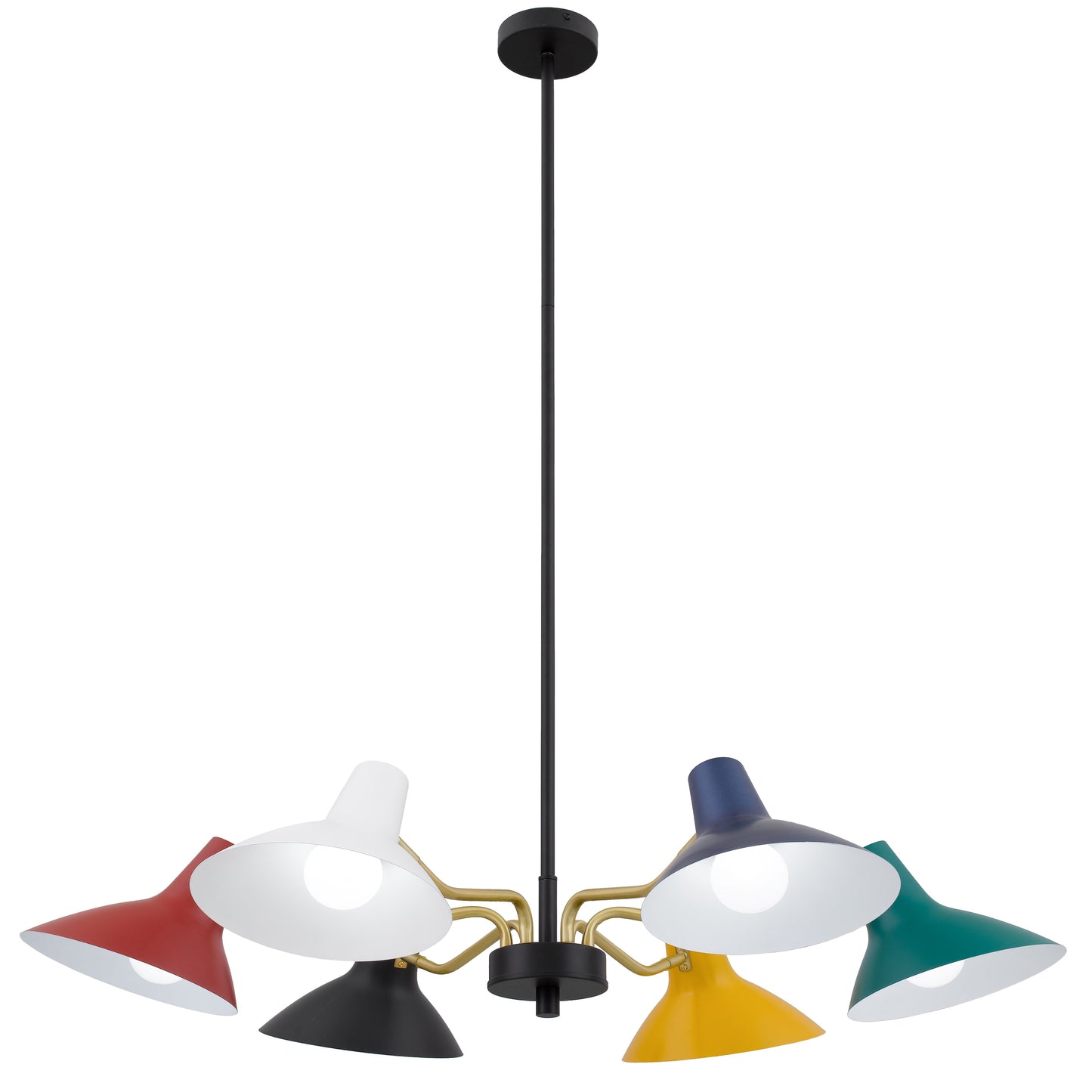 TFS 6 LIGHTS PENDANT 6x25wE27max D:900 H:150 MULTI COLOUR/BRASS MATT ROD:1.5m