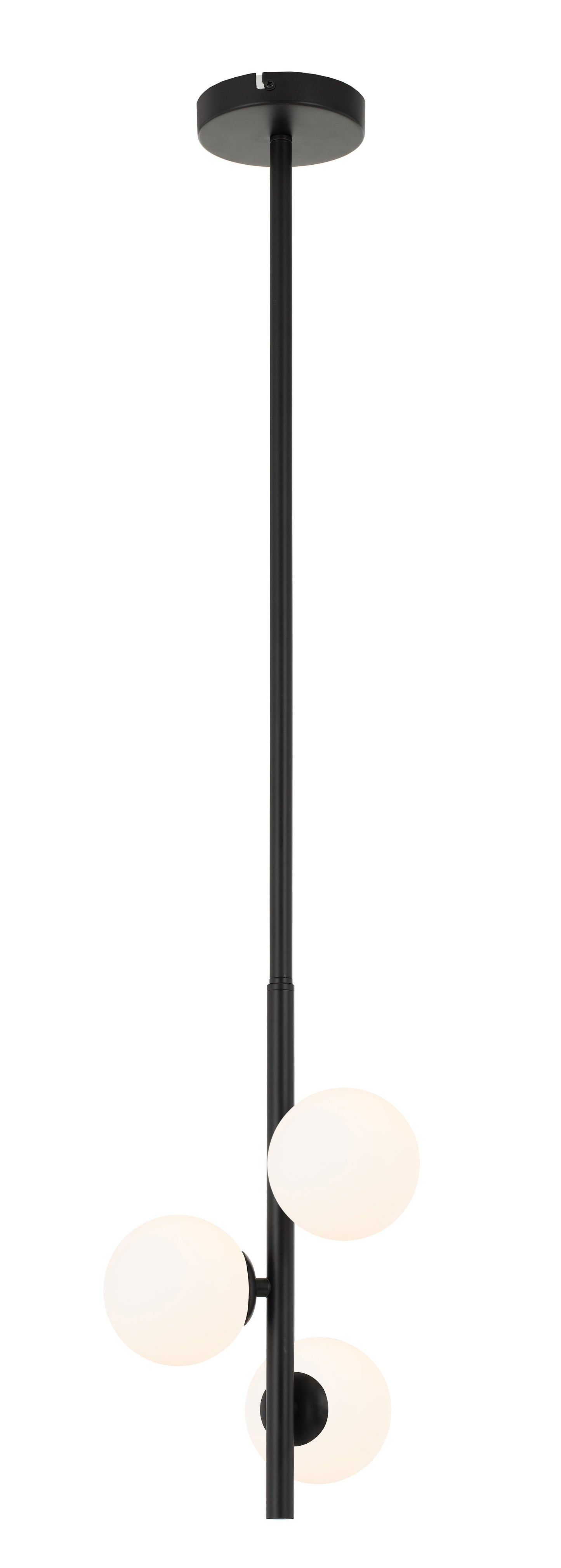TFS 3 LTS PENDANT 3x6wG9max L:220W:245H:600 ROD:2x6001x300 BLACK FRAME / OPAL GLASS