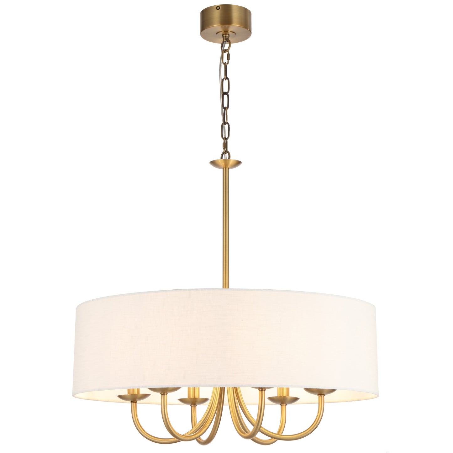 Terawood TFS 6LT PENDANT 6x25wE14max D700 H650 chain 2M BRASS/ IVORY LINEN