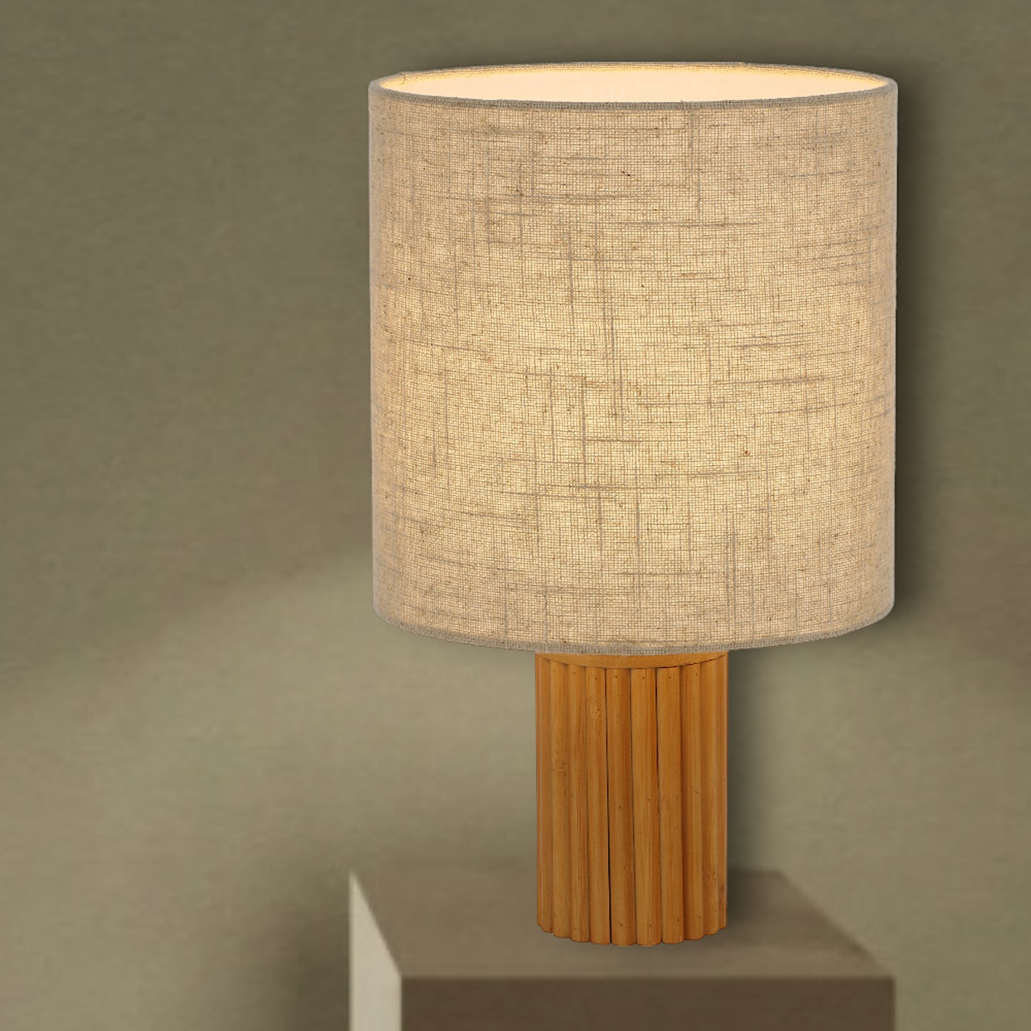 Altoton TFS TABLE LAMP 25wE27max D:240 H:390 INLINE SWTCH PINE TIMBER/CREAM LINEN