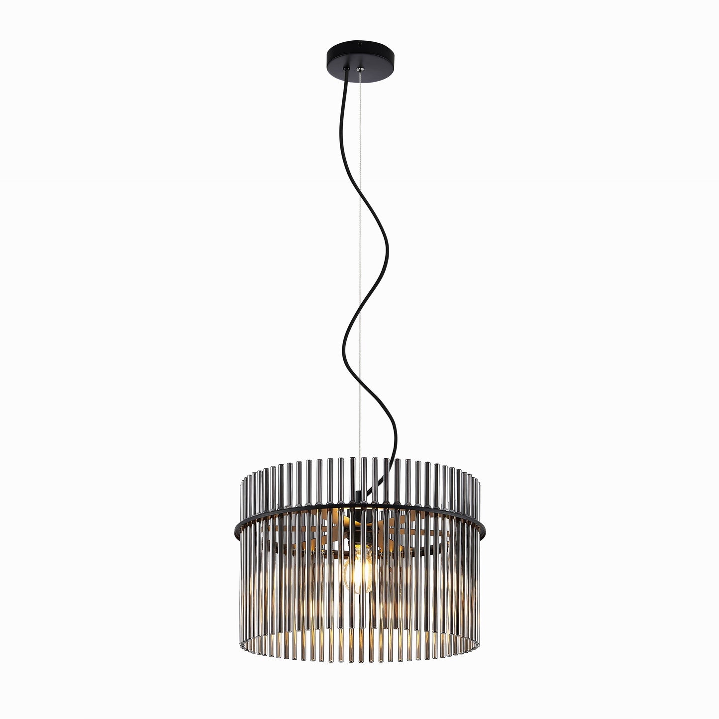 TFS PENDANT 25wE27max D400 H260 CAB 2m BLACK MATT/ SMOKE