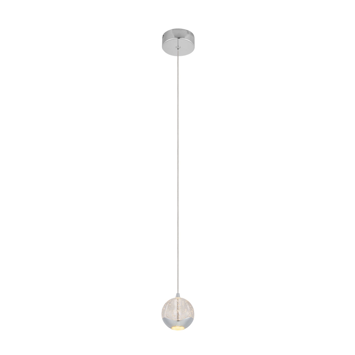 TFS 1 LT PENDANT 5wLED 3000K D:90 H:85 400Lm CAB.2m CHROME/ BUBBLE GLASS
