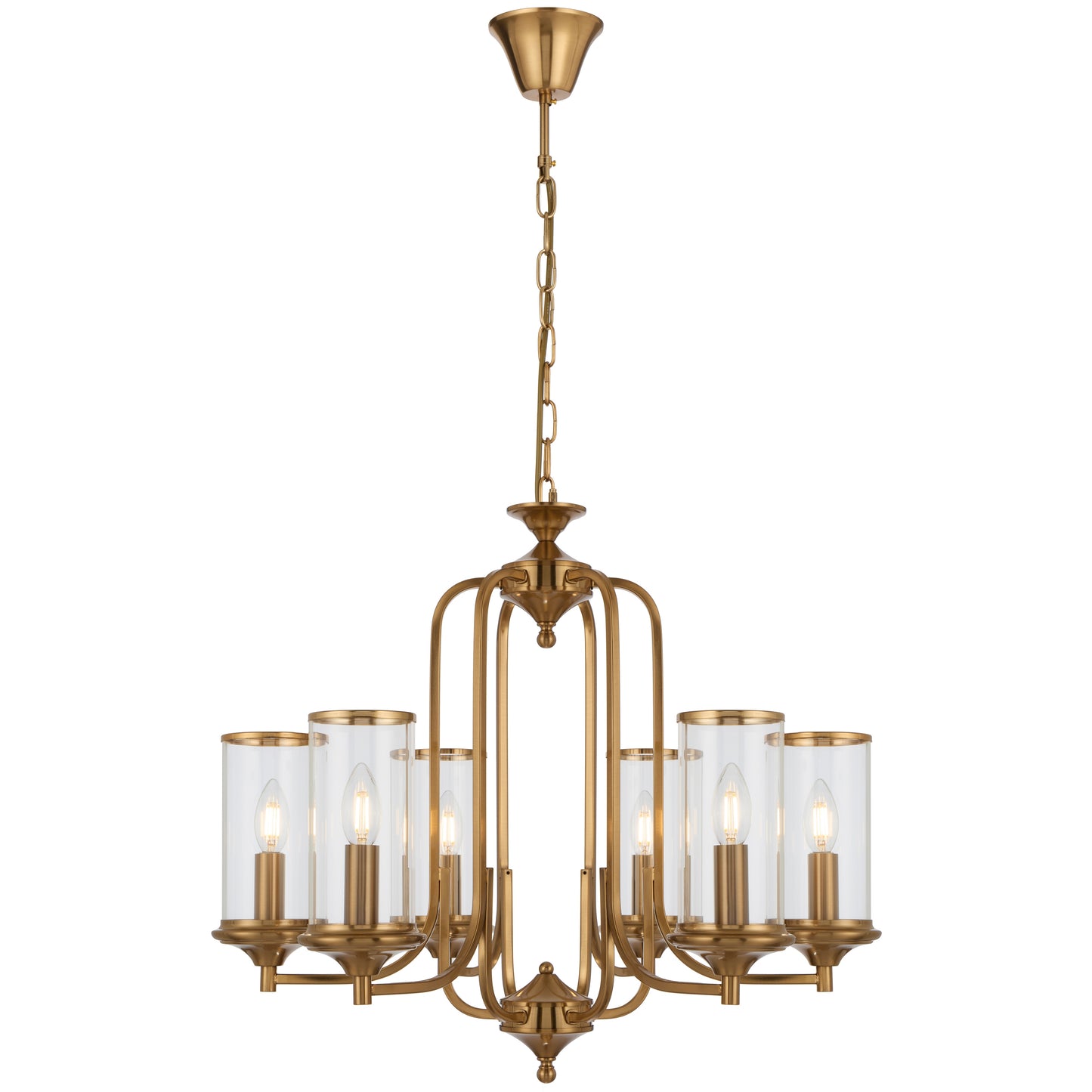 Barcelona TFS 6LT PENDANT 6X25wE14max D640 H540 chain 2m COPPER / CLEAR GLASS