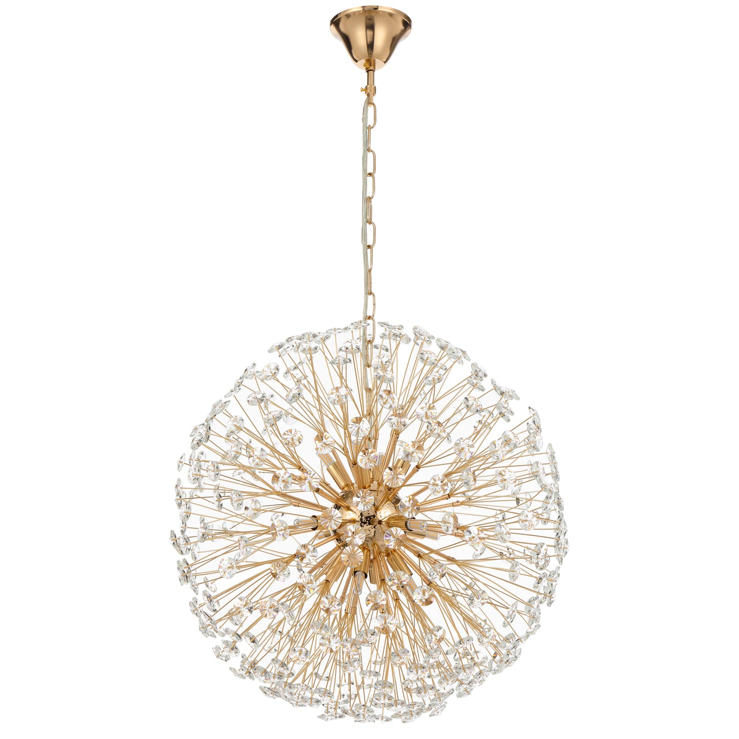 Zaragoza TFS 12LT PENDANT 12x6wG9max D:600 CHAIN 2M CRYSTAL H: 240 GOLD / CLEAR