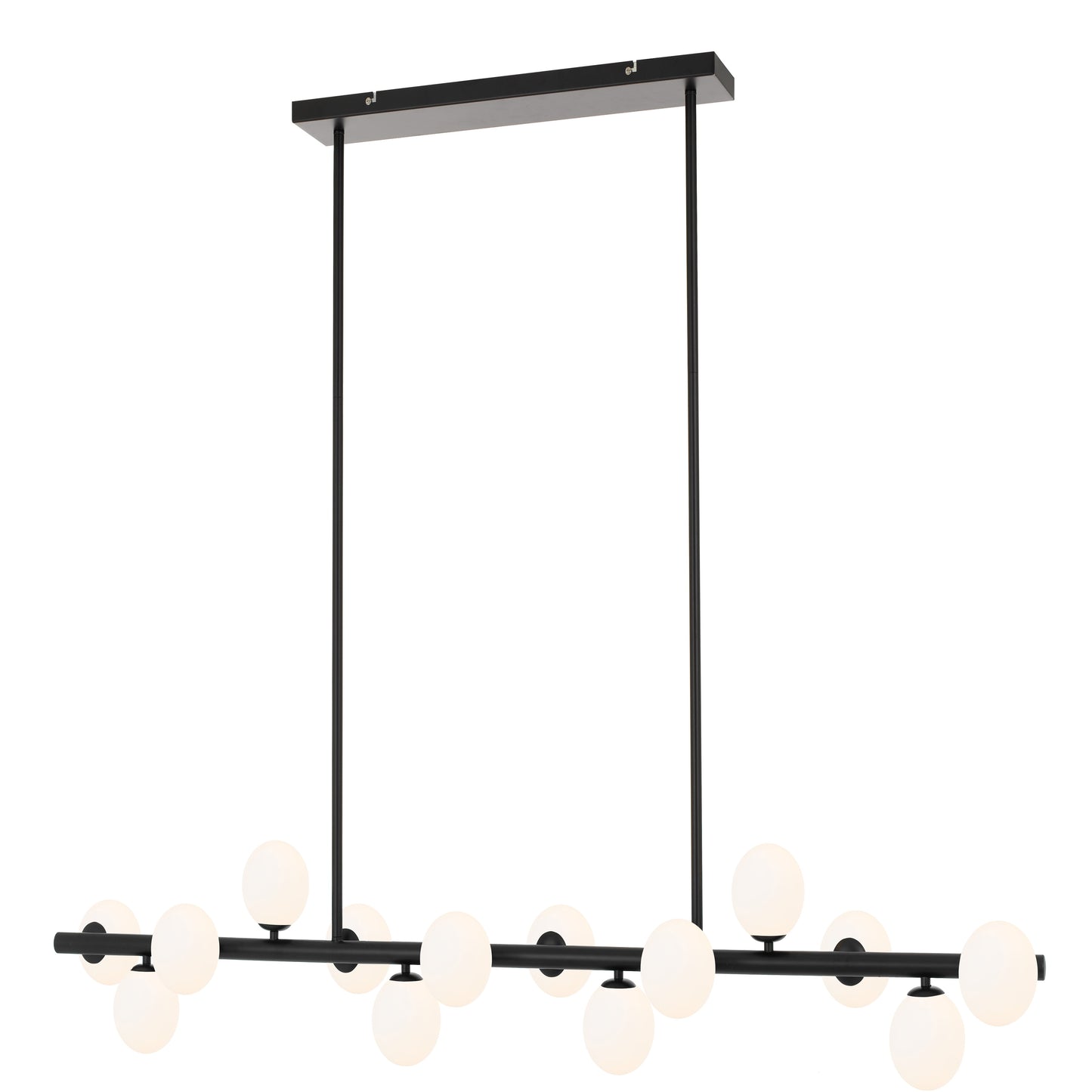 Atlanta TFS 14LTS PENDANT 14x6wG9max L1500W:245H:245 ROD:2x6001x300 BLACK FRAME/OPAL GLASS