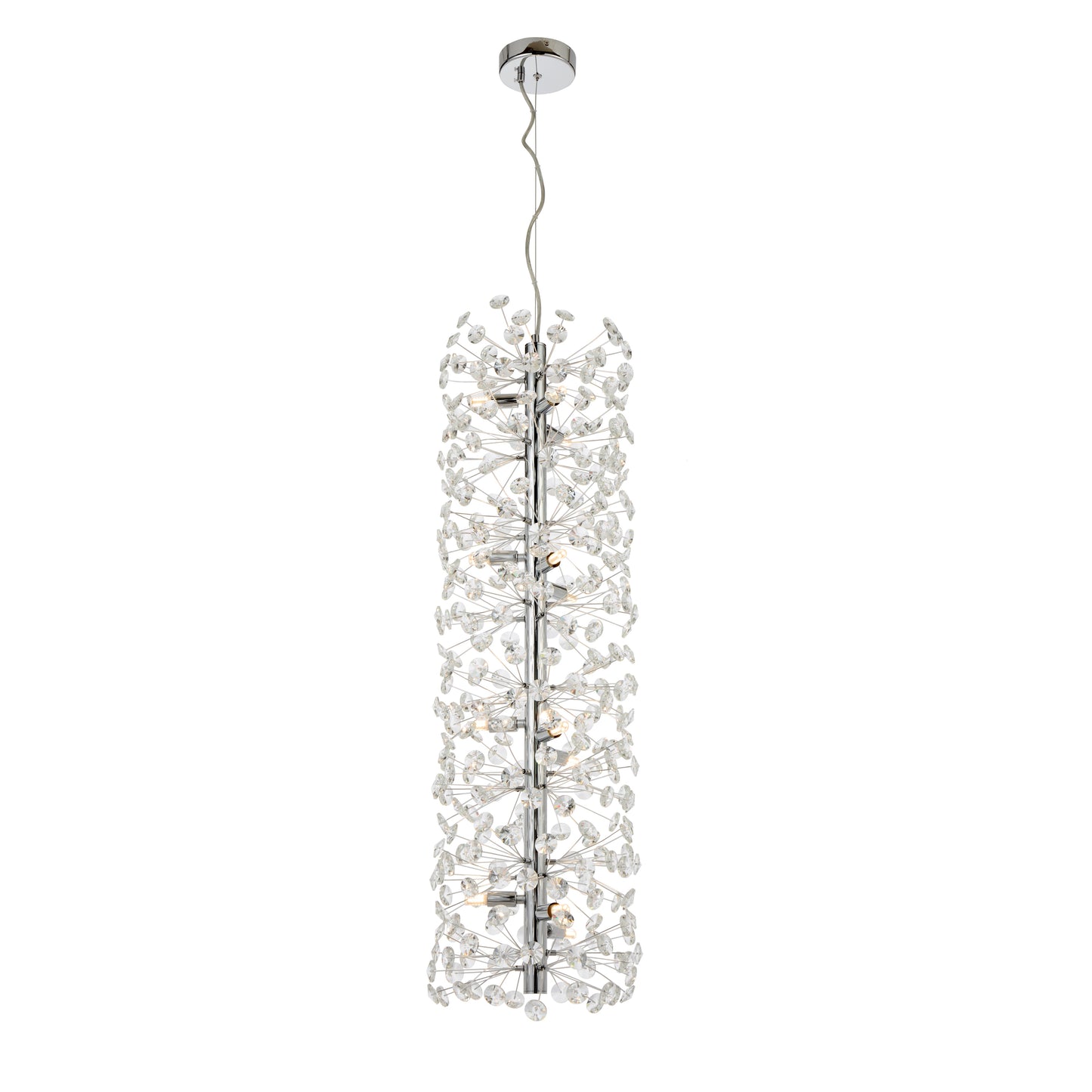 TFS 12LT VERTICAL PENDANT 12x6wG9max D300 H970 CAB.2M CRYSTAL H130 CHROME / CLEAR