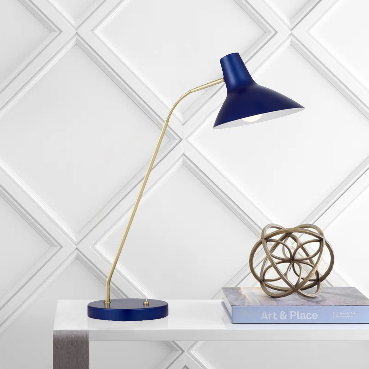 TFS TABLE LAMP 25wE27max H:645 D:180 BLUE/ BRASS MATT/BLUE ROCKET SWITCH