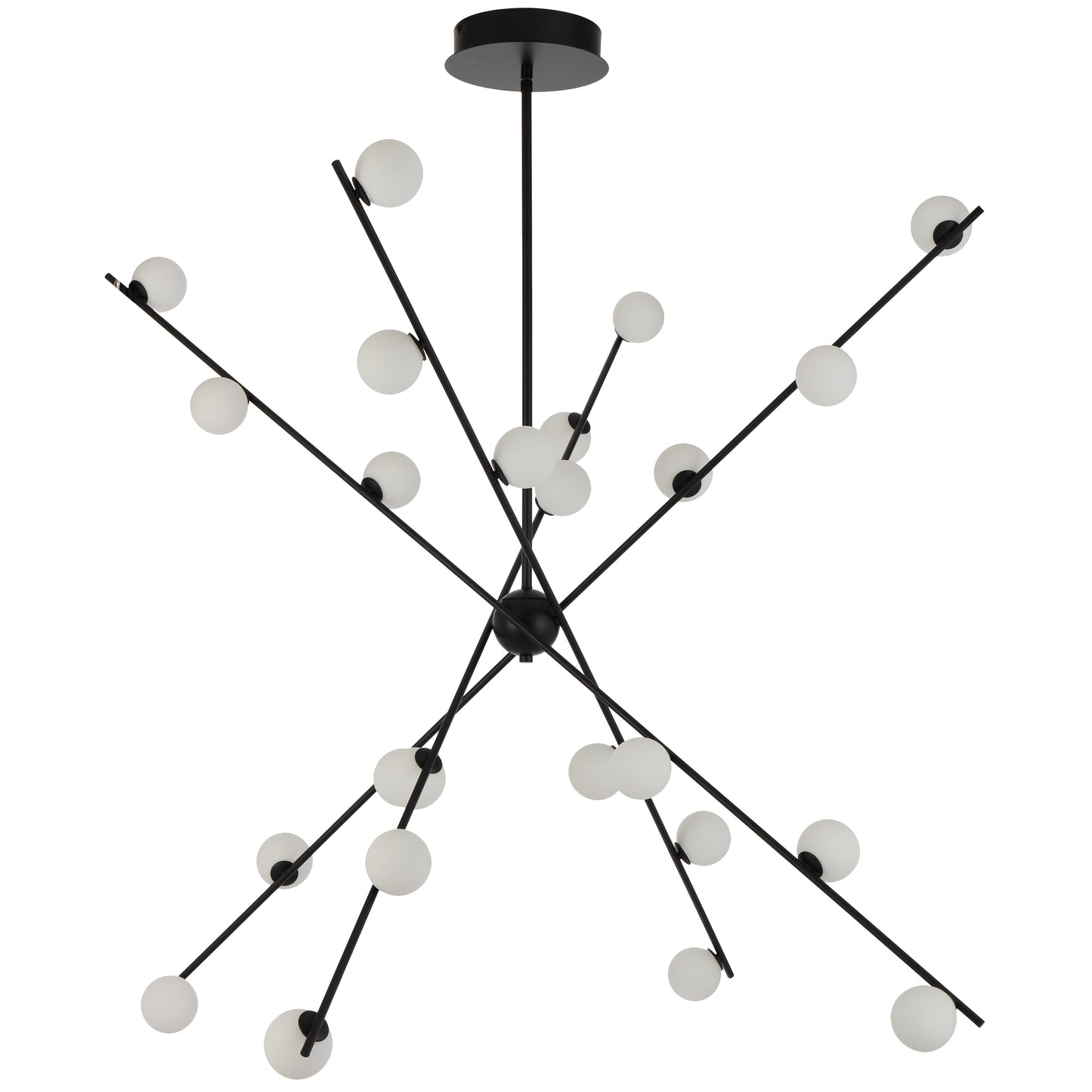 TFS 24 LT PENDANT 24x3wLED W1370 H495 TRIAC-DIM ROD 2*600 +1*300 BLACK / OPAL MATT