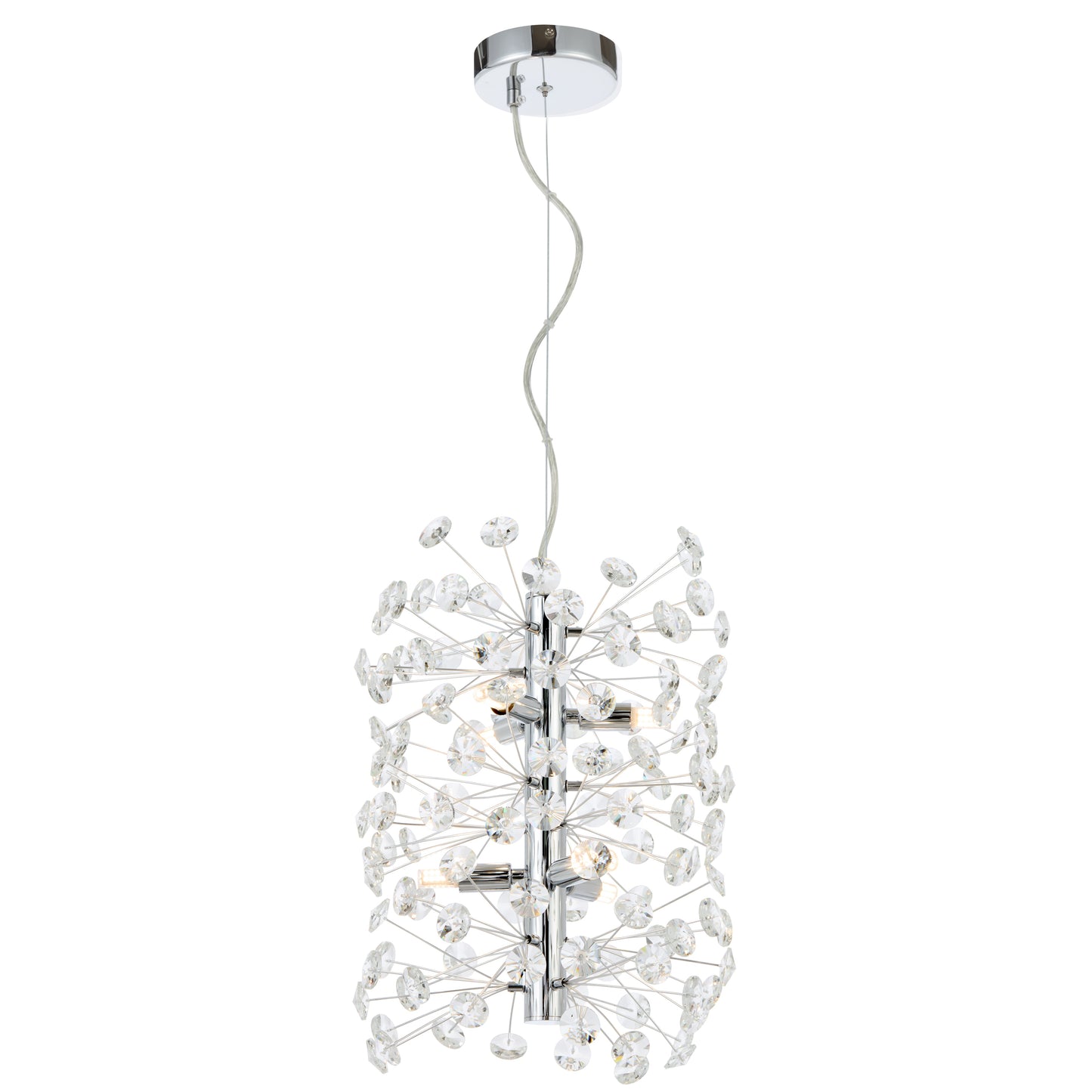 TFS 6LT VERTICAL PENDANT 6x6wG9max D300 H350 CAB.2M CRYS H130 CHROME / CLEAR