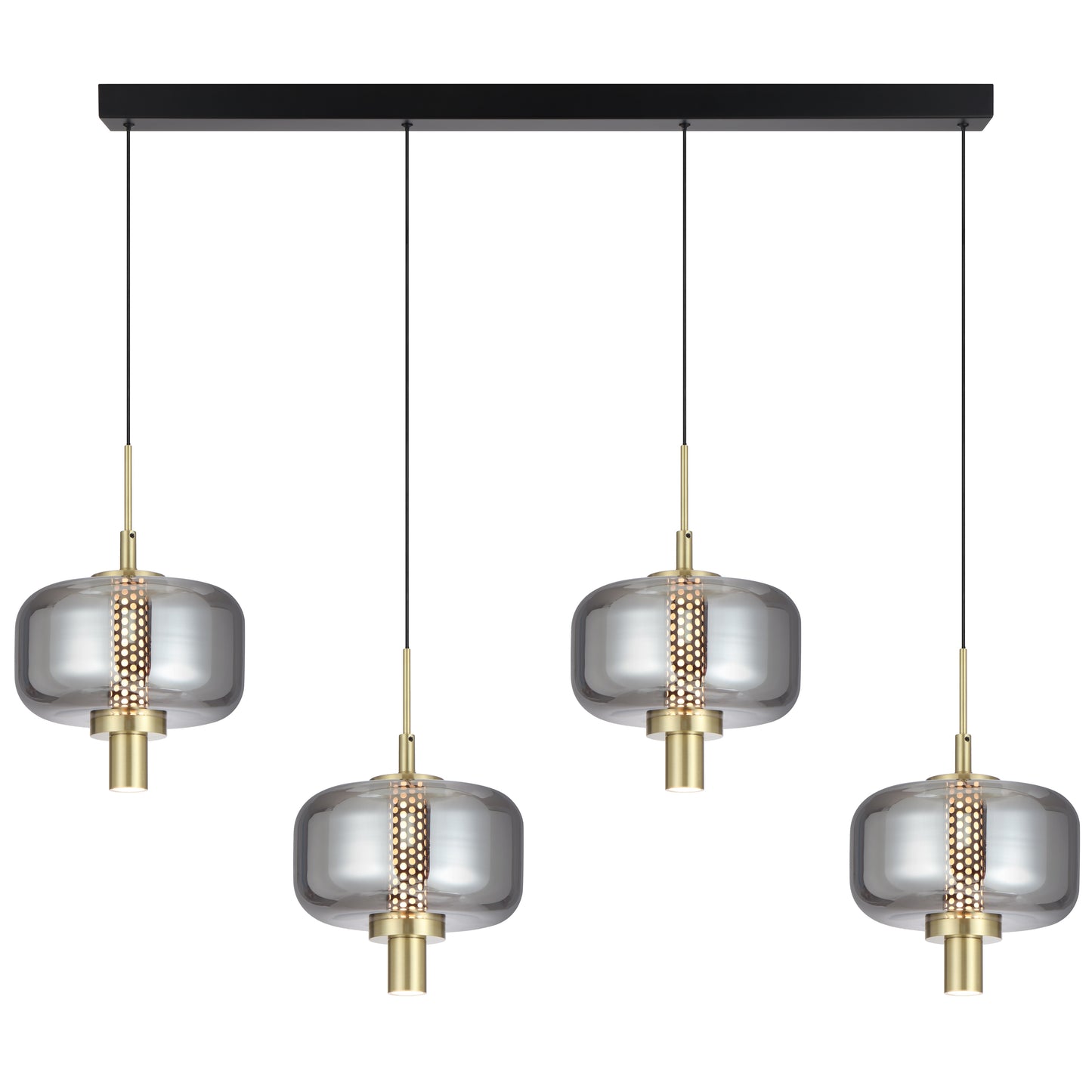 Cadiz TFS 4LT BAR PENDANT 4*8wLED 3000K DIM cab.2m 1050Lm L1170 D180 H275 GOLD/SMOKE