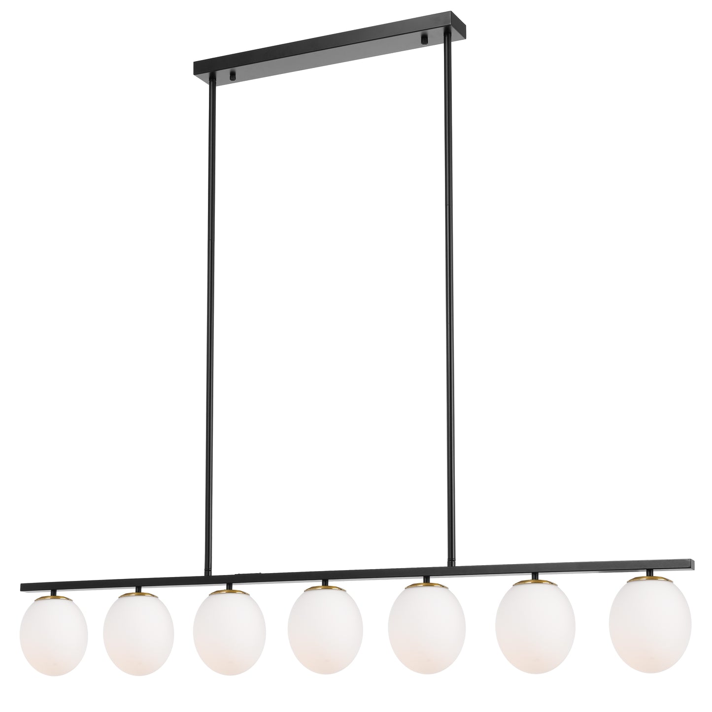 TFS 7LT PENDANT 7x25wE27 L:1500 H:1750 BLACK&OPAL GLASS ROD:2*600+1*300