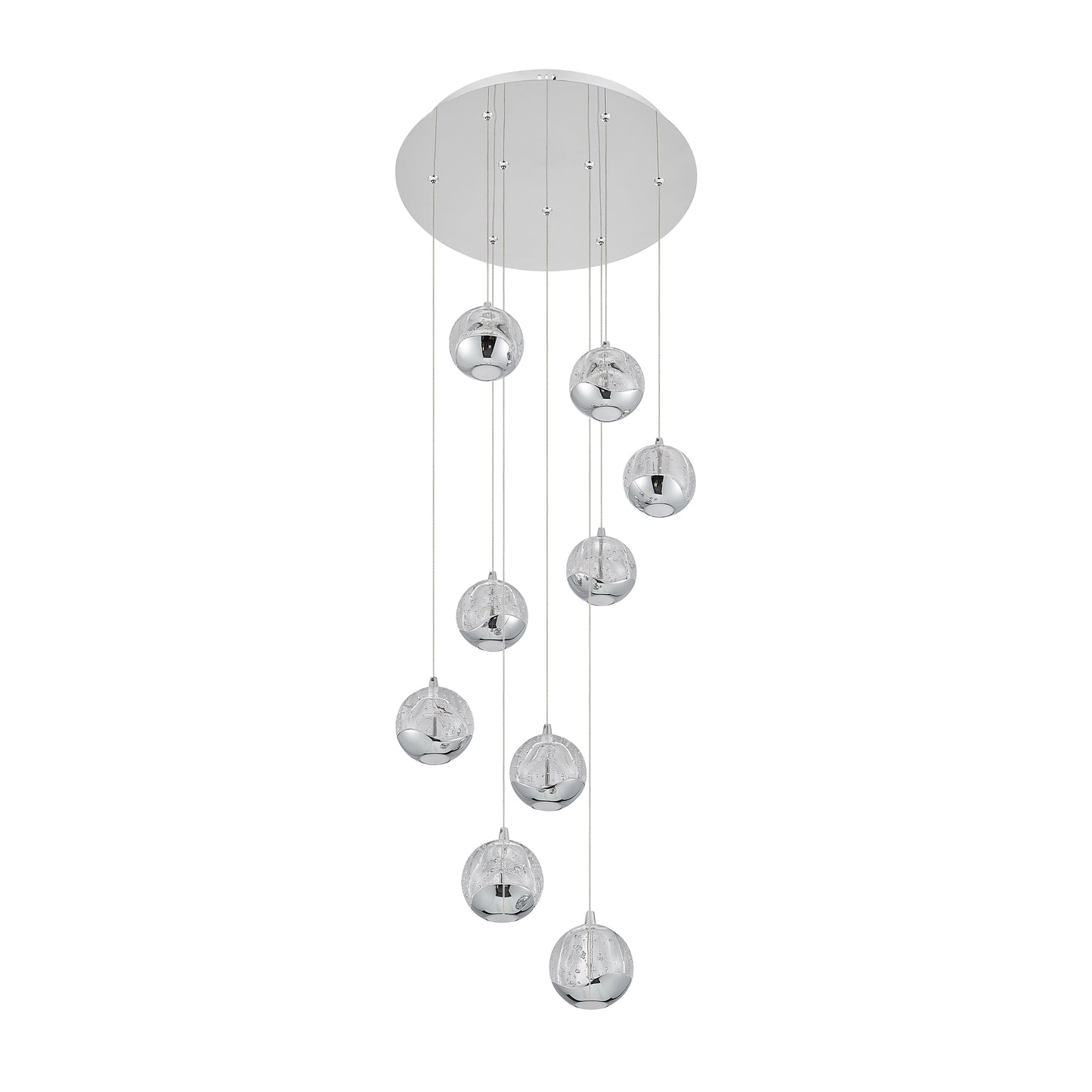 TFS 9 LTS PENDANT 9x5wLED 3000K D:400 2490Lm CAB.3m ( D:90 H:85) CHROME/BUBBLE GLASS