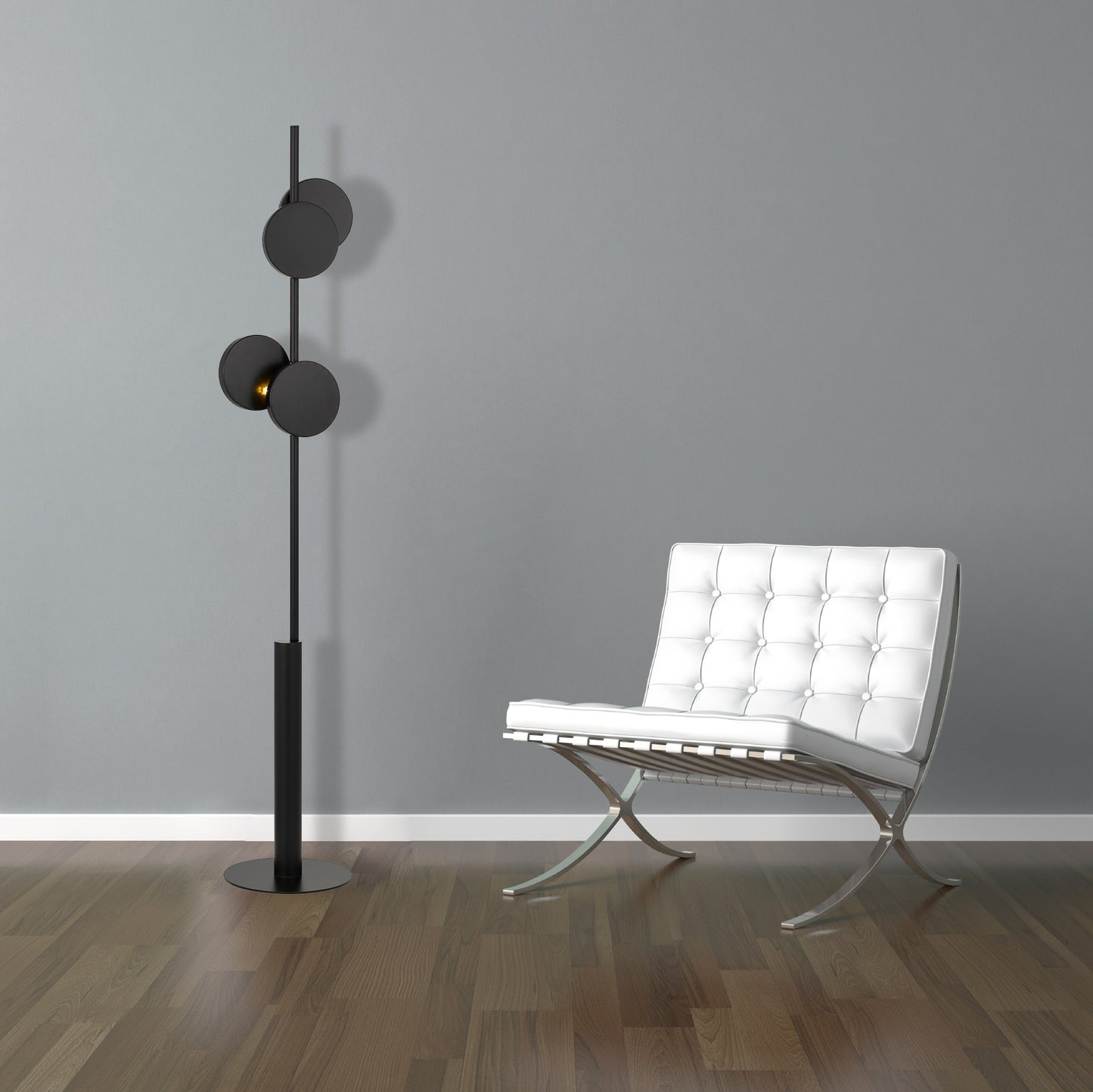 TFS FLOOR LAMP 2x6wG9max D:280 H:1600 Foot Switch BLACK/BLACK