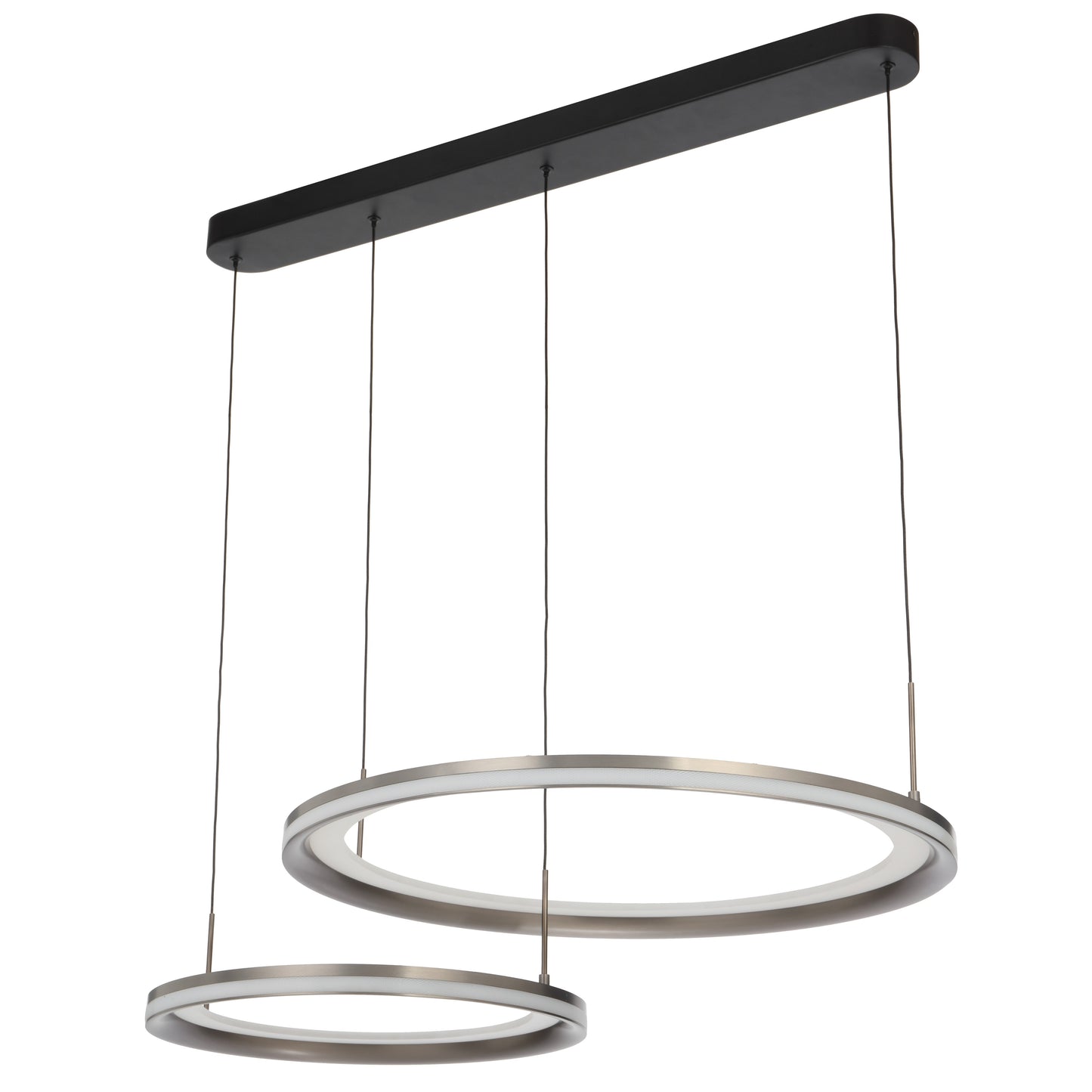 TFS 2 LT PENDANT 96wLED D:600 + D:800 L:1800 3000K DIM 4240Lm CAB2m PEARL GREY/FROST