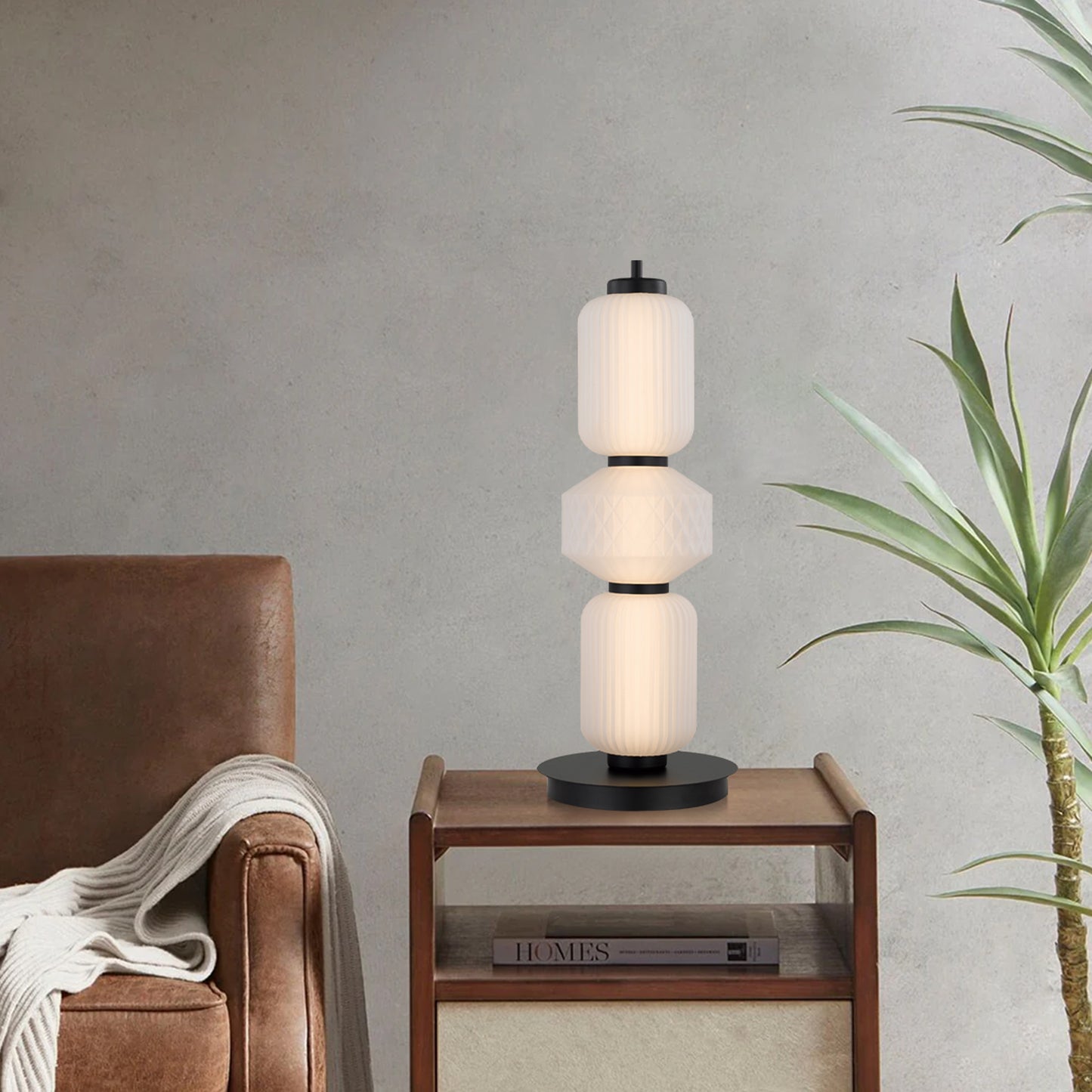 Trento TFS TABLE LAMP 15wLED 3000K DIM D:200 H:530 BASE: BLACK 560Lm GLASS: FROST