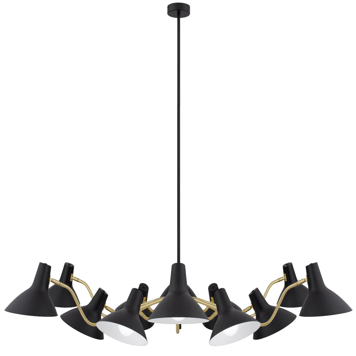 TFS 12 LIGHTS PENDANT 12x25wE27max D:1500 H:285 BLACK/BRASS MATT ROD:1.5m