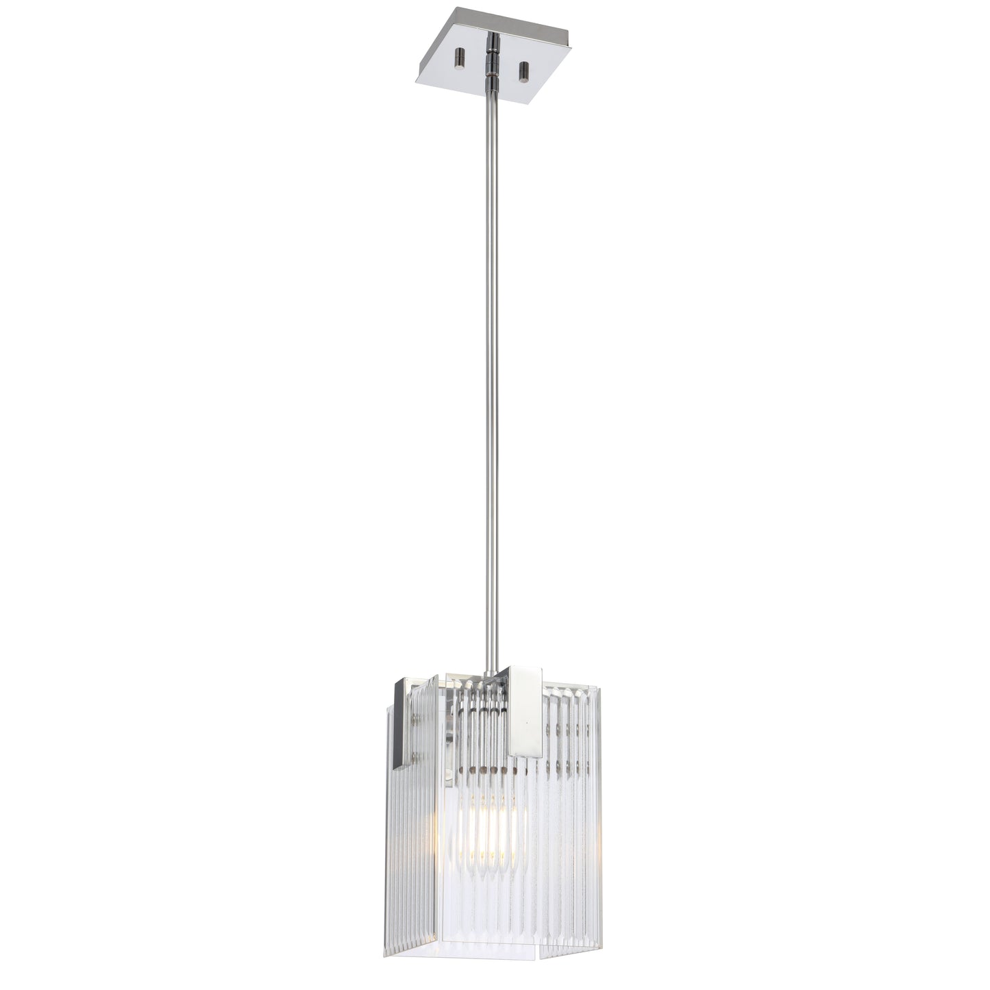 Zanomont TFS 1 LT PENDANT 25wE27max L180 W180 H250 rod (2*600+ 1*300) CHROME / CLEAR GLASS