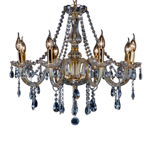 Buy Online Golden Chandelier – 10 Heads Clear Light
