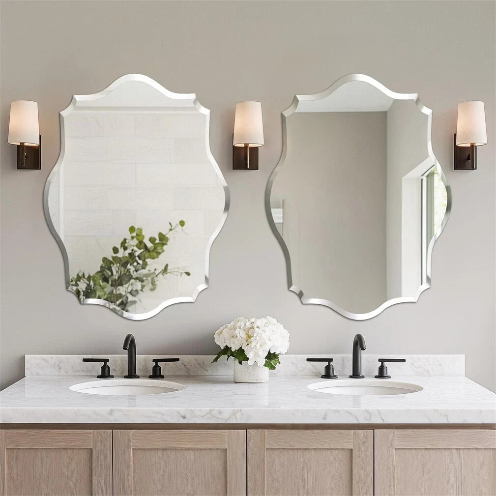 Modern silver oval mirror for home wall décor