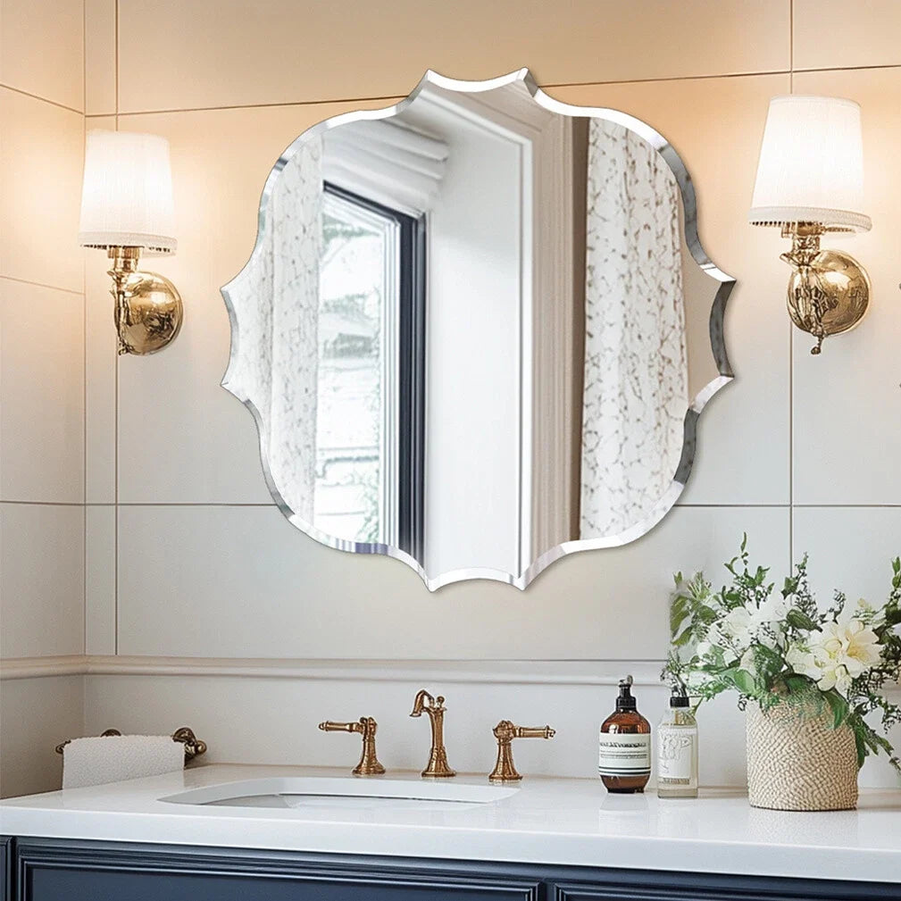 Decorative frameless oval wall mirror with silver finish