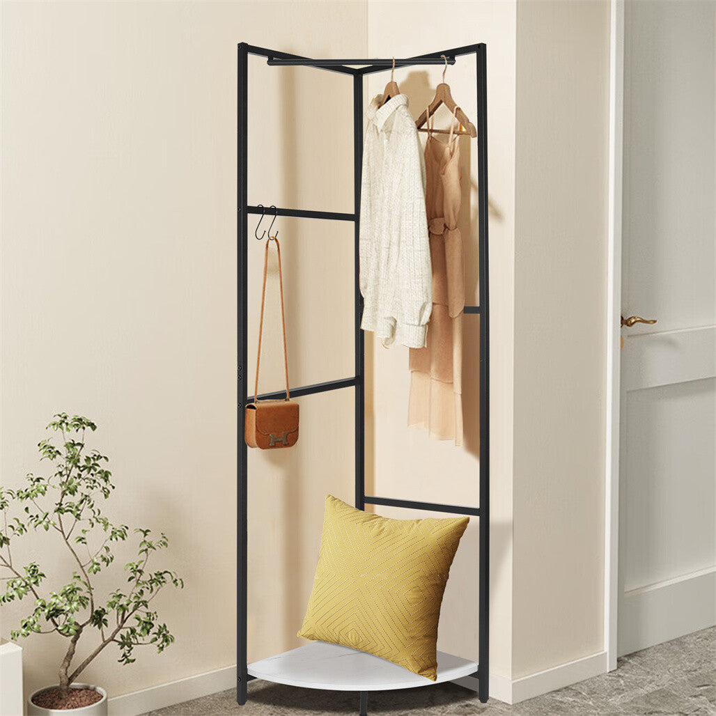 P&P Extra Tall Garment Rack Corner Open Wardrobe Clothing Rack Hall Tree Entryway