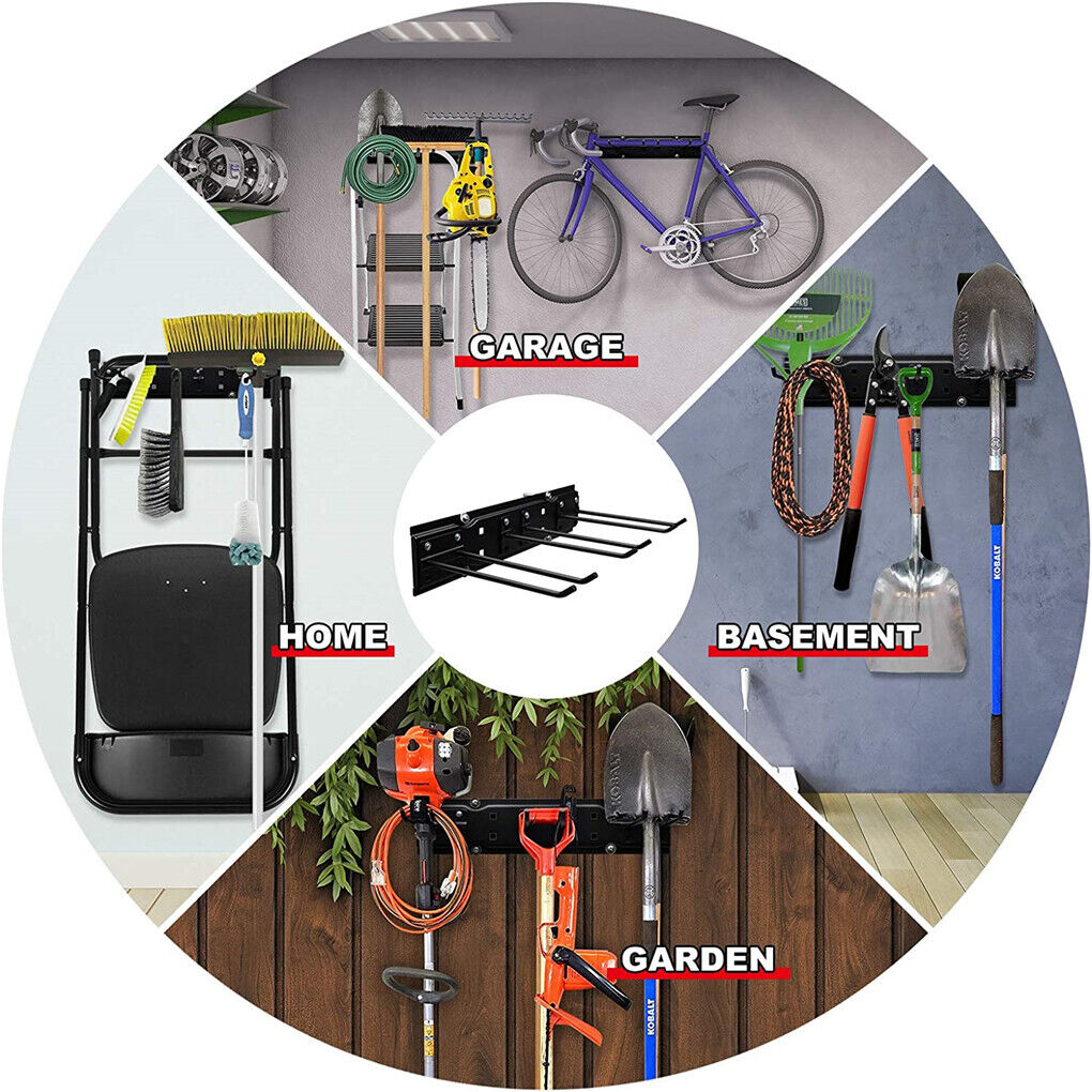 P&P Heavy Duty Garage Tool Storage Organizers Wall Mounted Garden Tool Hanger Rack