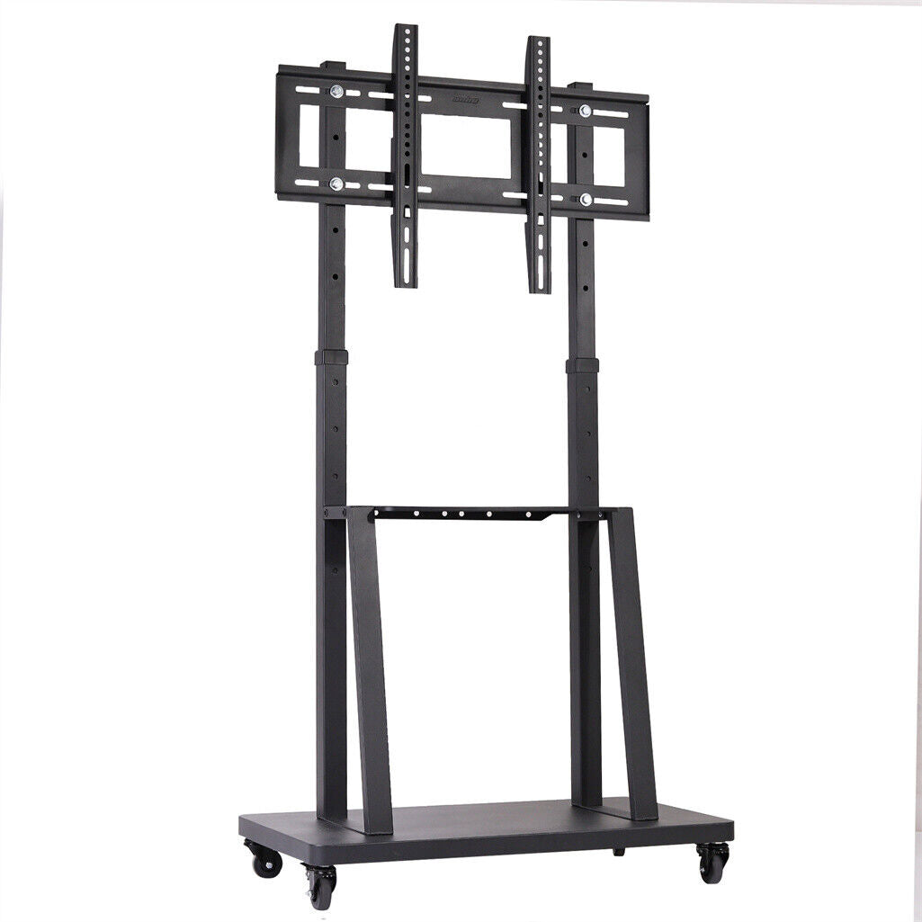 P&P Mobile TV Cart for 32-100" Height Adjustable Rolling Floor TV Stand w/ Dual Tray