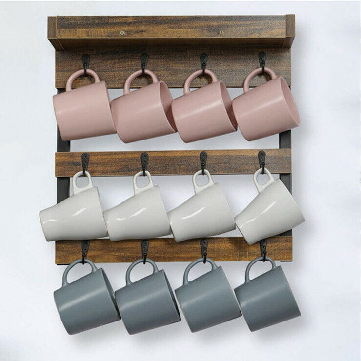 Buy Tea Coffee Mug Rack – Wall Mounted Wood Cup Holder AU