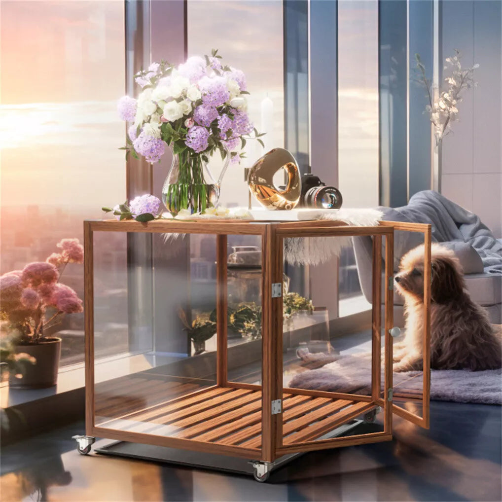 Shop Transparent Dog Cage with Wheels for Easy Pet Transportation in Australia
