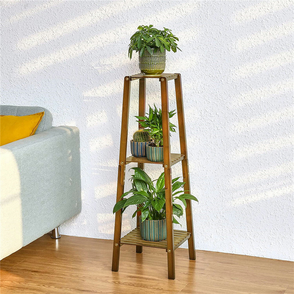 P&P Bamboo Utility 3 Tier Plant Stand Rack Tall Corner Bookcase f/ Livingroom Office