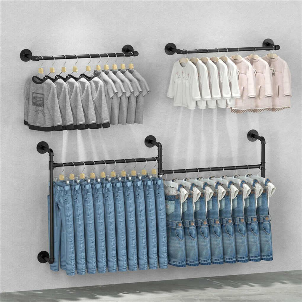 P&P Garment Clothes Rack Hanging Rail Poles Bars Coat Hanger Wardrobe Organiser