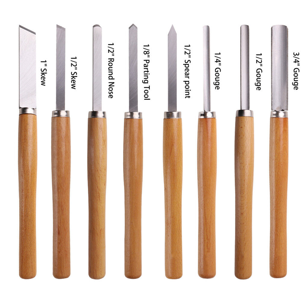 P&P 8Pack HSS Wood Lathe Chisel Cutting Carving Tool Wood Turning Tools for Hardwood