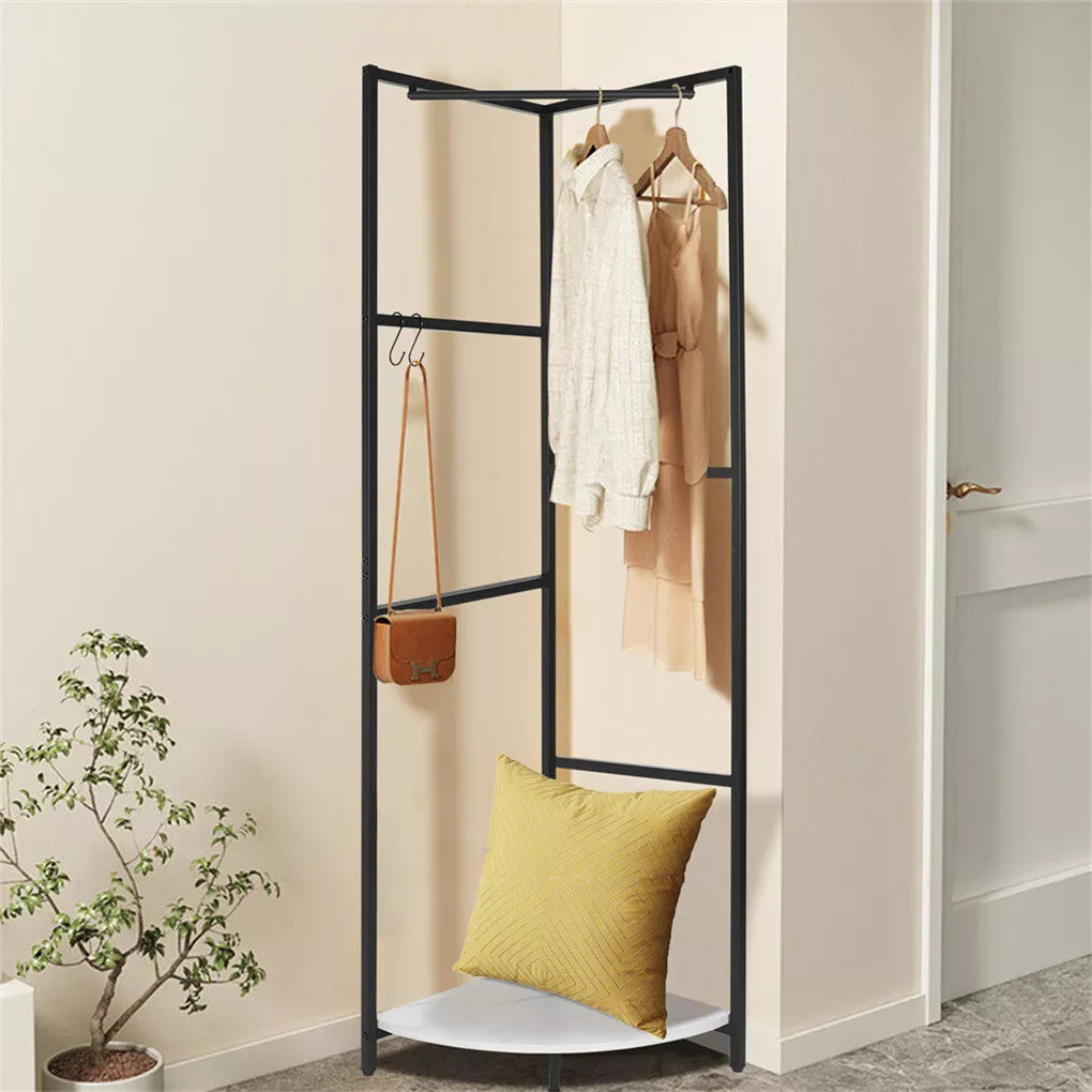 Space-Saving 5-Rod Coat Rack – Corner Garment Tree