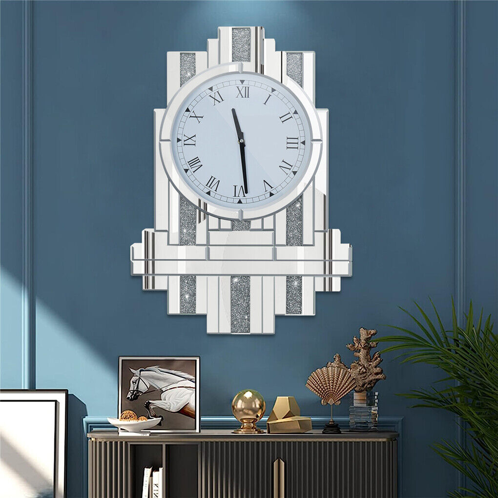 Shop Unique Crystal Wall Clock – Silver Mirror | Australia