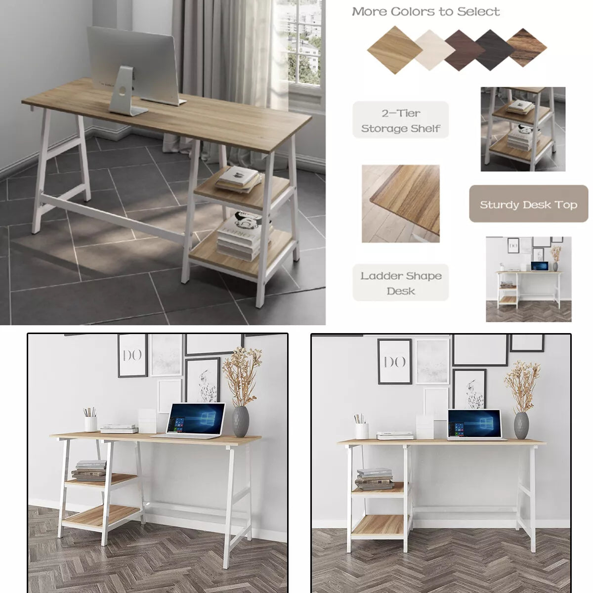 Modern Study Desk with Ladder Storage Shelves – Perfect for Australian Homes – Shop Now