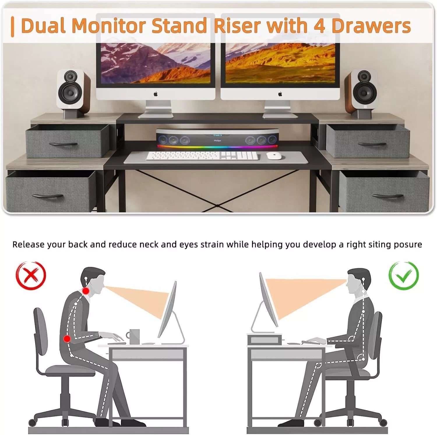 Modern computer desk with storage drawers – Shop now Australia