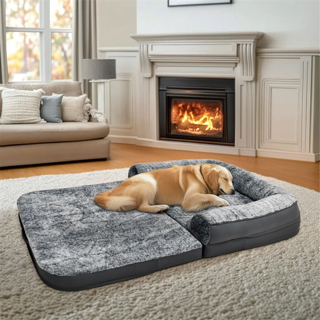 P&P 180CM XXXL Foldable Human Dog Bed Orthopedic Dog Sofa Bed with Bolstered Pillow