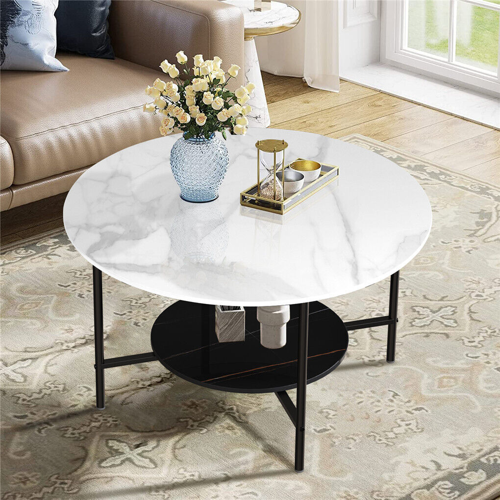 Elevate Your Home with the P&P 2 Tier Glossy Marble Coffee Table - Australia