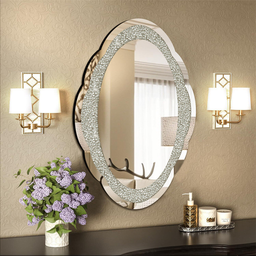 P&P LUVODI Elegant Crushed Diamond Wall Mirror Crystal Vanity Mirror Hallway Bedroom