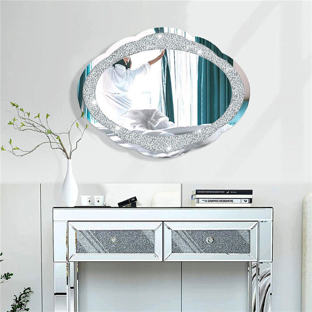 P&P LUVODI Elegant Crushed Diamond Wall Mirror Crystal Vanity Mirror Hallway Bedroom