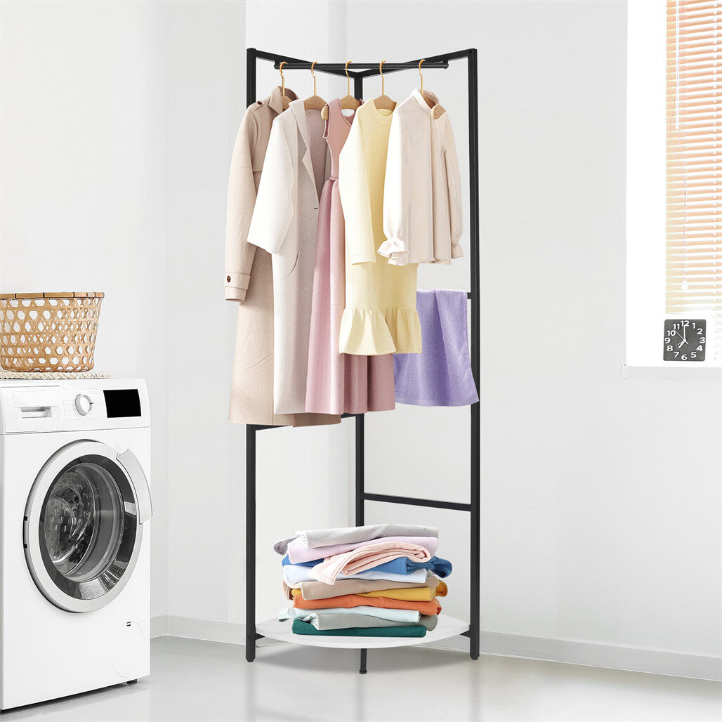 P&P Extra Tall Garment Rack Corner Open Wardrobe Clothing Rack Hall Tree Entryway