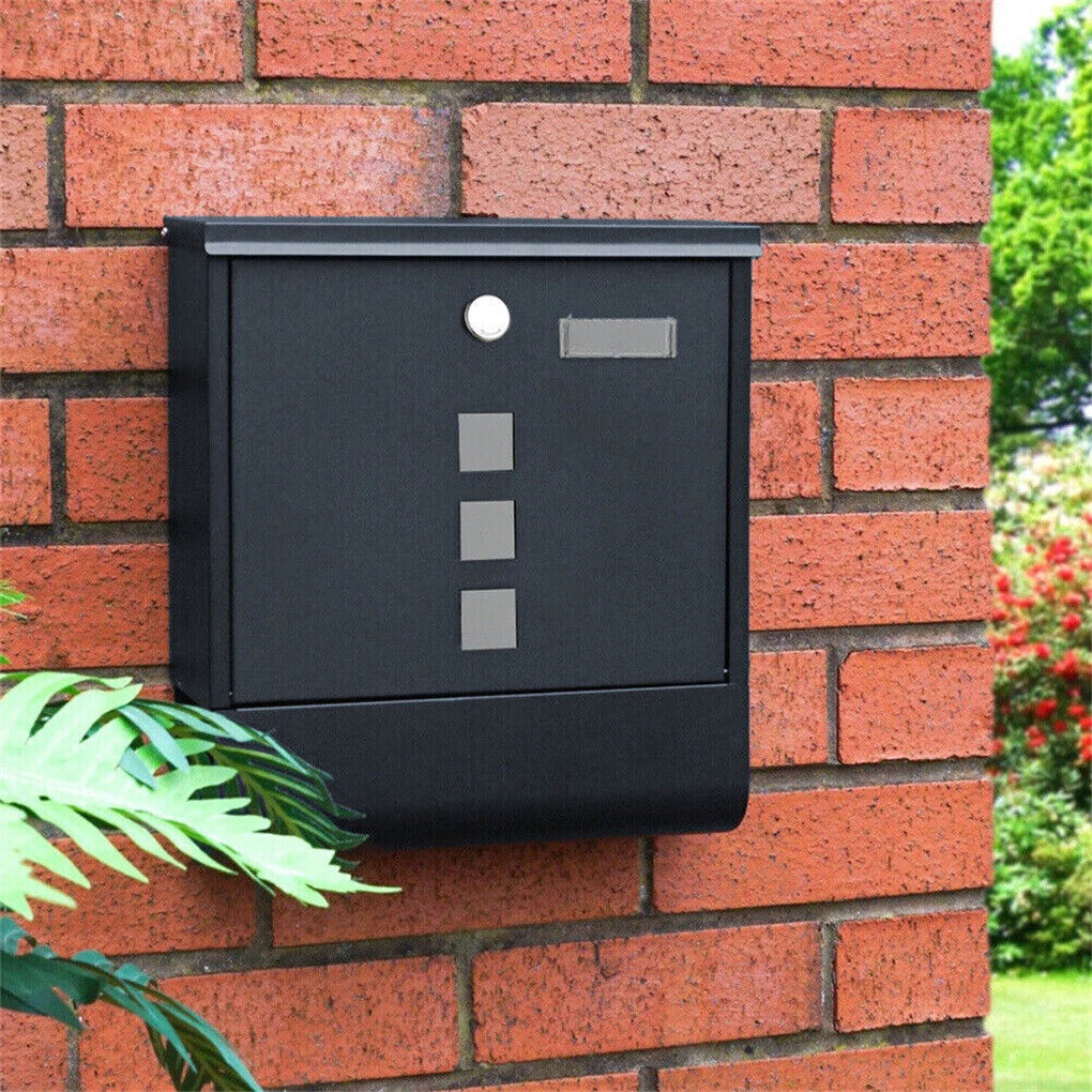 Secure Wall-Mounted Mailbox w/ Paper Holder & Key Lock