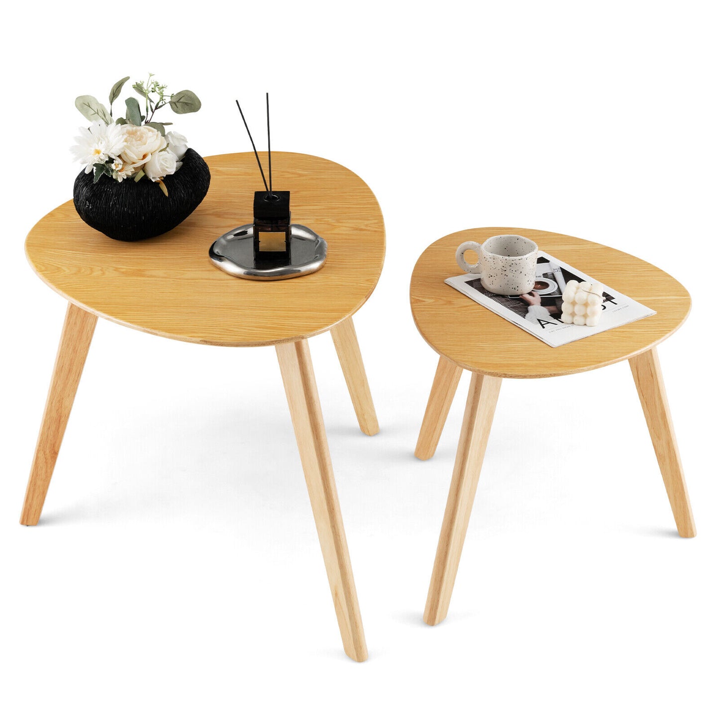 Buy Set of 2 Nesting Coffee Tables with Rubber Wood AU