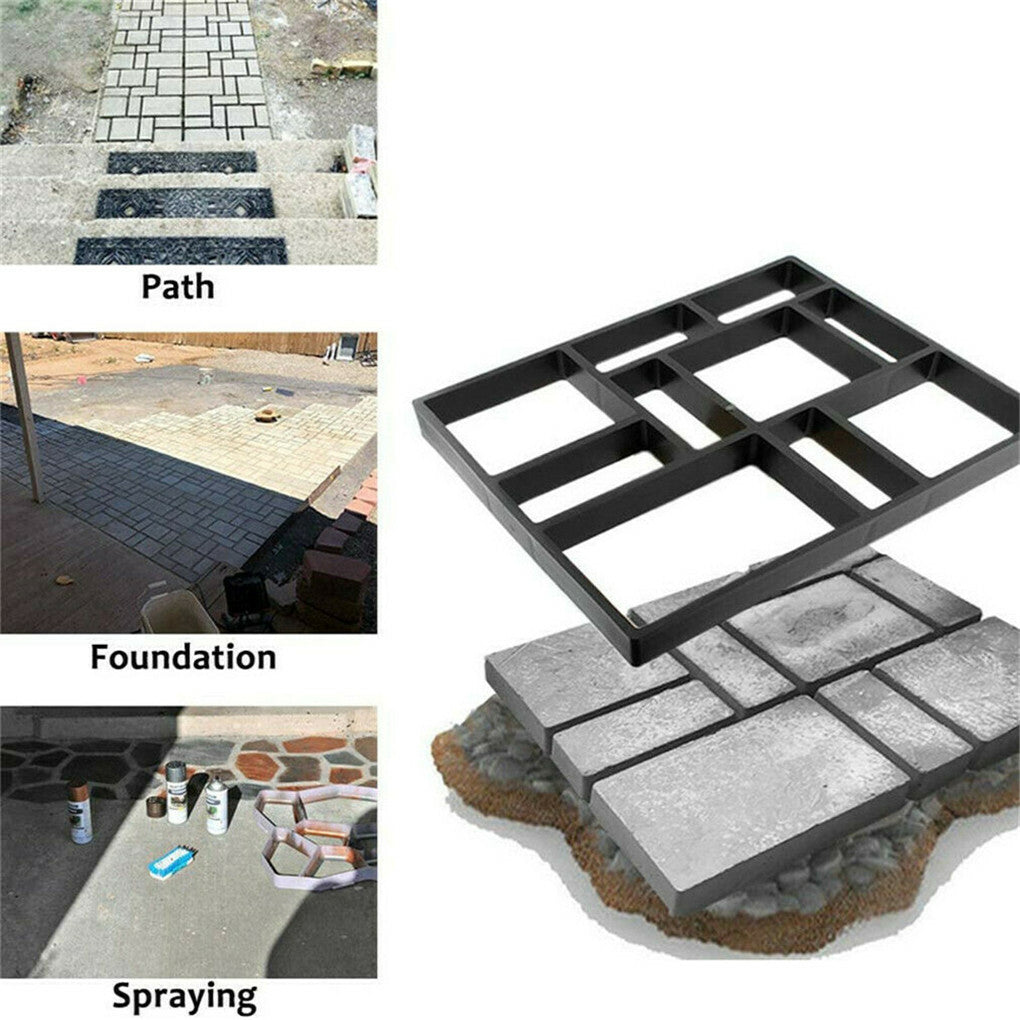 P&P 10Grids Garden Paving Brick Patio Concrete Slabs Maker Path Driveway Stone Mould