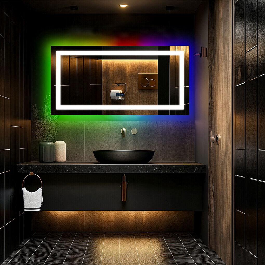 P&P 1200MM Large Bluetooth LED Bathroom Mirror Adjustable RGB Vanity Mirror Music