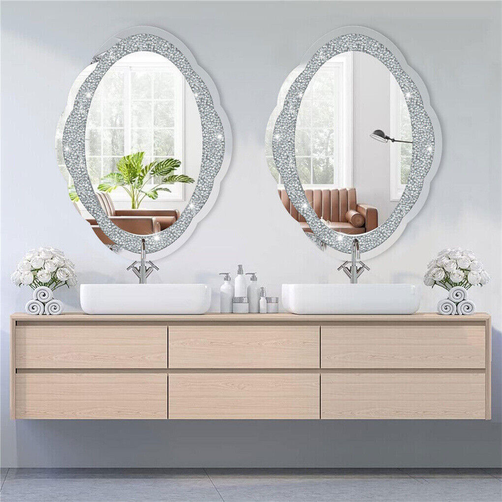 P&P LUVODI Elegant Crushed Diamond Wall Mirror Crystal Vanity Mirror Hallway Bedroom