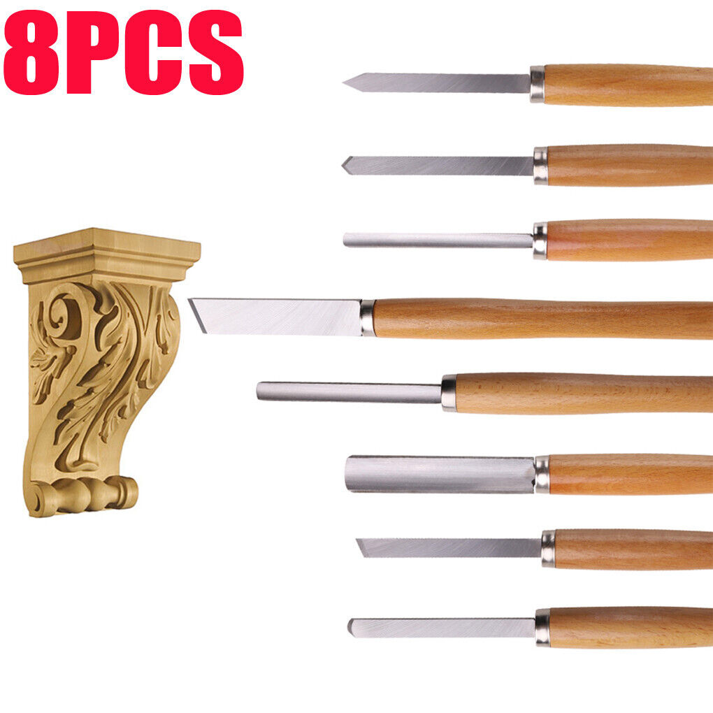 P&P 8Pack HSS Wood Lathe Chisel Cutting Carving Tool Wood Turning Tools for Hardwood