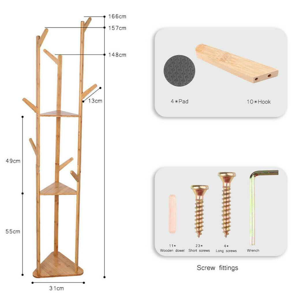 Buy Online Sturdy Bamboo Garment Rack with Shelves - Stylish and Practical - AU