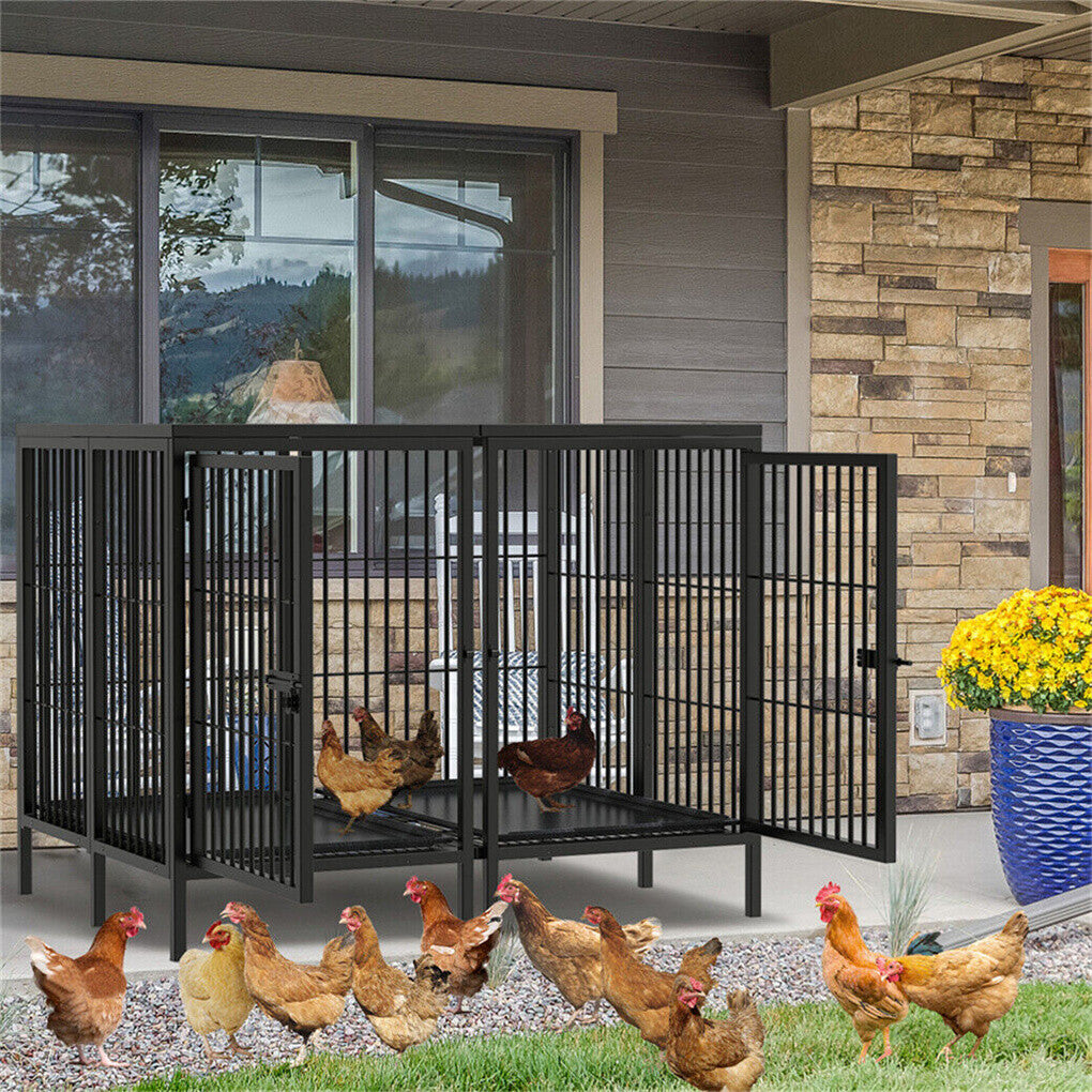 P&P Jumbo Elevated Dog Cage Heavy Duty Metal Frame Pet Playpen Crate Kennel w 2 Door