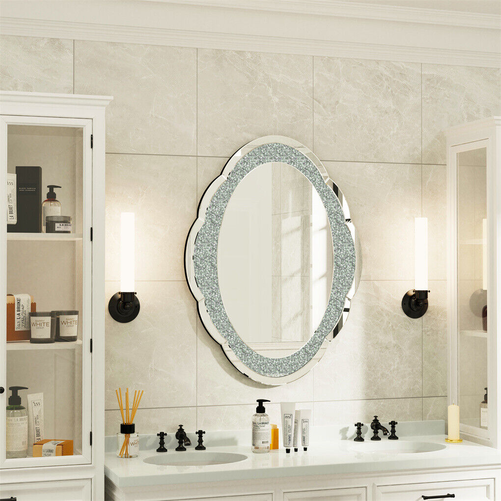 P&P LUVODI Elegant Crushed Diamond Wall Mirror Crystal Vanity Mirror Hallway Bedroom